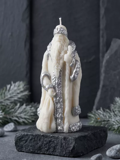 Свеча Дед Мороз (серебро)